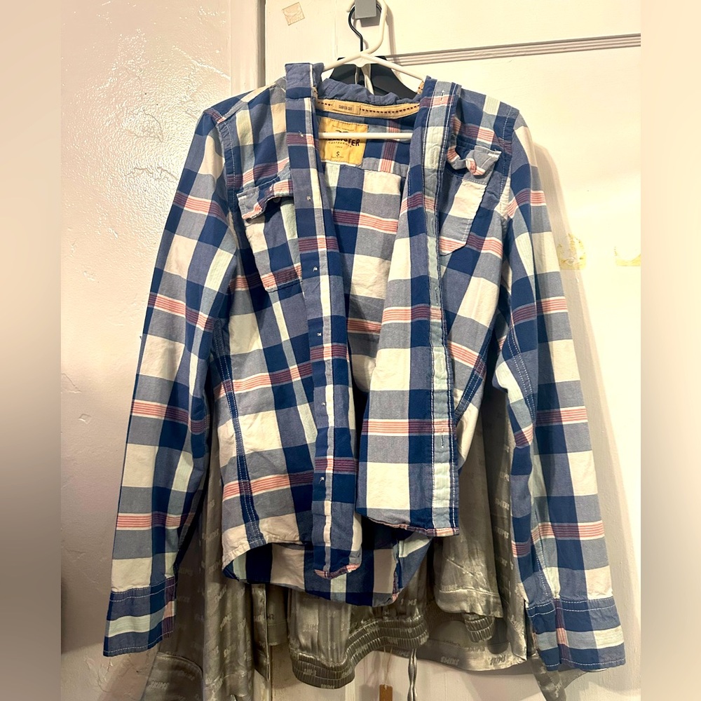 OG 2012 Hollister co men surf cut flannel with hood & buttons